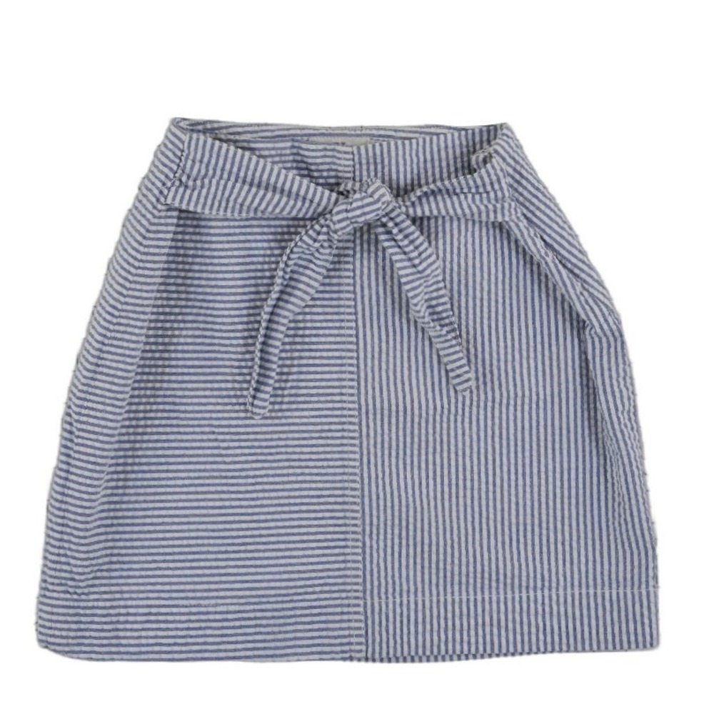 Vineyard Vines Seersucker Mini Skirt Women's Size 4 Blue Striped Tie Waist